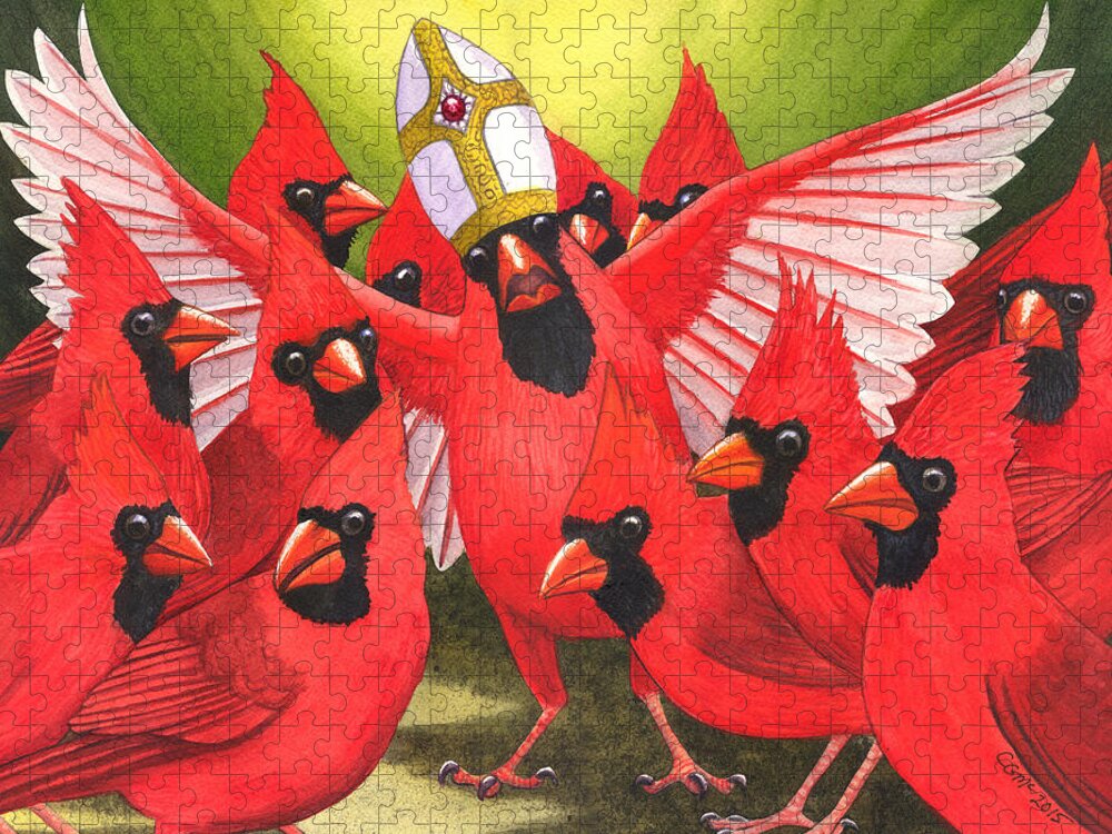 Cardinal Jigsaw Puzzle featuring the painting The Pontificator by Catherine G McElroy