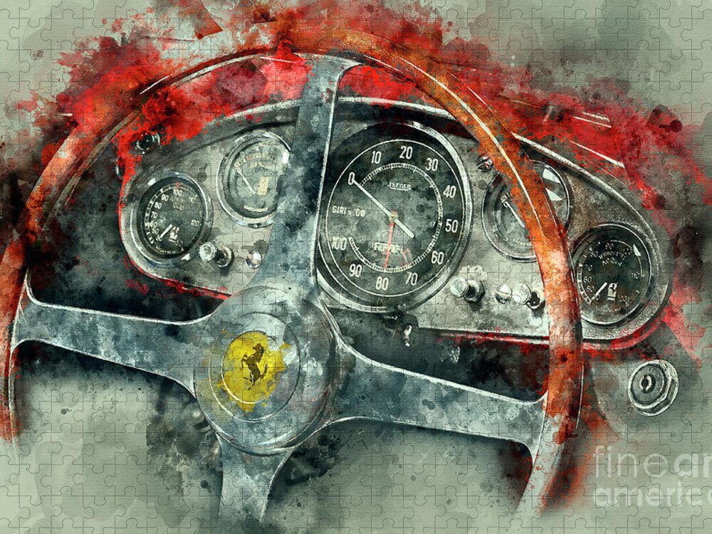Ferrari 335 Jigsaw Puzzle featuring the painting The Prancing Horse by Jon Neidert