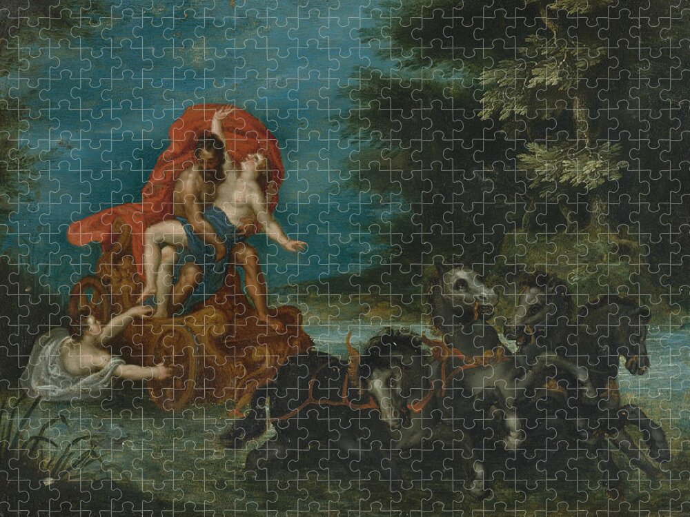 Jan Brueghel The Elder Jigsaw Puzzle featuring the painting The Rape of Proserpina by Hendrick van Balen