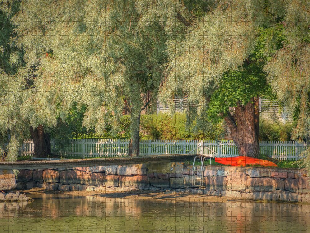 Landscape Jigsaw Puzzle featuring the photograph The Red Canoe by Kristina Rinell