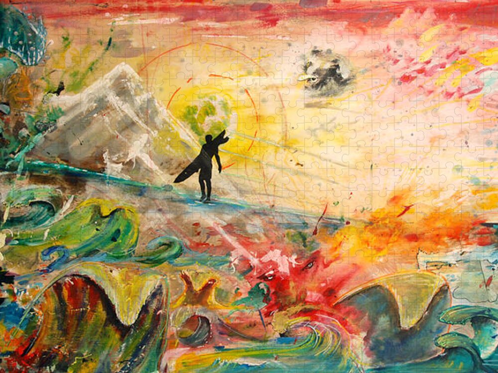 Surf Puzzle featuring the painting The Release by Nathan Paul Gibbs