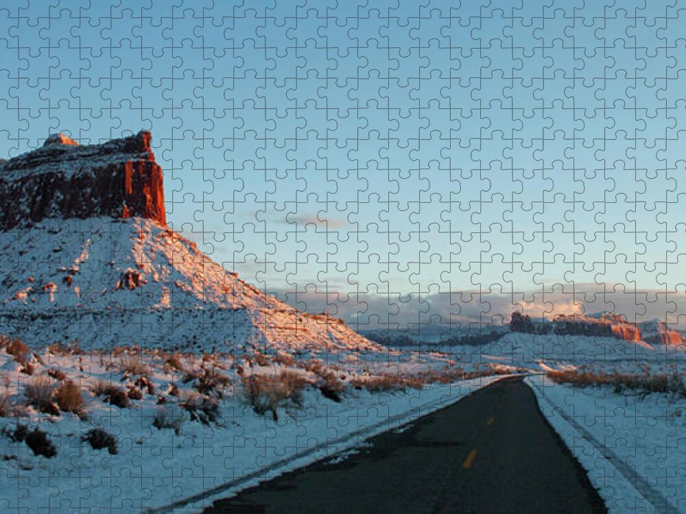 Utah Jigsaw Puzzle featuring the photograph The Road Out, at Dusk by Julia McHugh