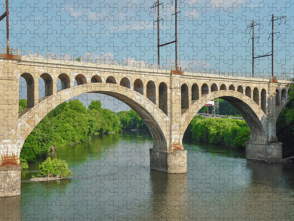The Jigsaw Puzzle featuring the photograph The Schuylkill River and the Manayunk Bridge - Philadelphia by Bill Cannon