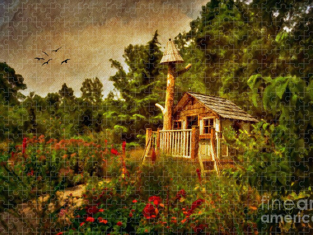 Playhouse Jigsaw Puzzle featuring the digital art The Shire by Lois Bryan