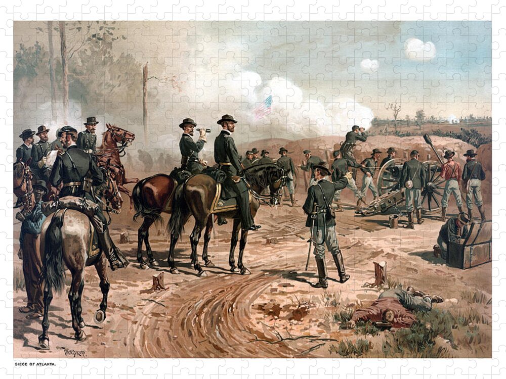 General Sherman Jigsaw Puzzle featuring the painting The Siege of Atlanta by War Is Hell Store