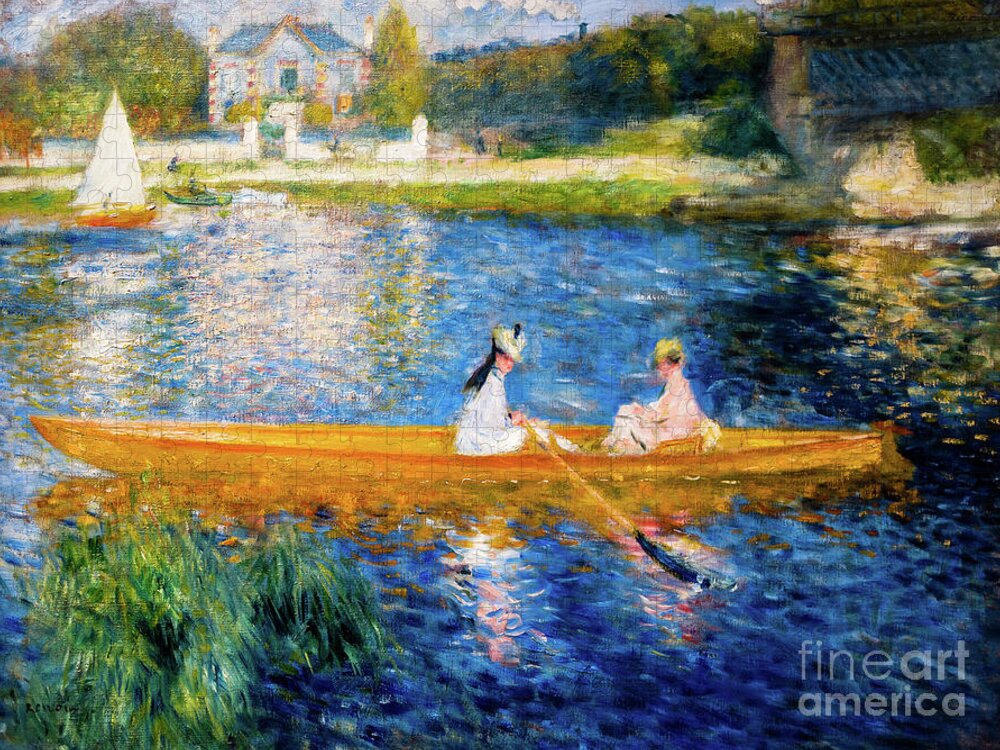 Renoir Boating On The Seine Jigsaw Puzzle featuring the painting Boating on the Seine by Renoir by Auguste Renoir