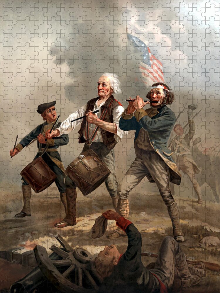 Yankee Doodle Puzzle featuring the painting The Spirit of '76 by War Is Hell Store