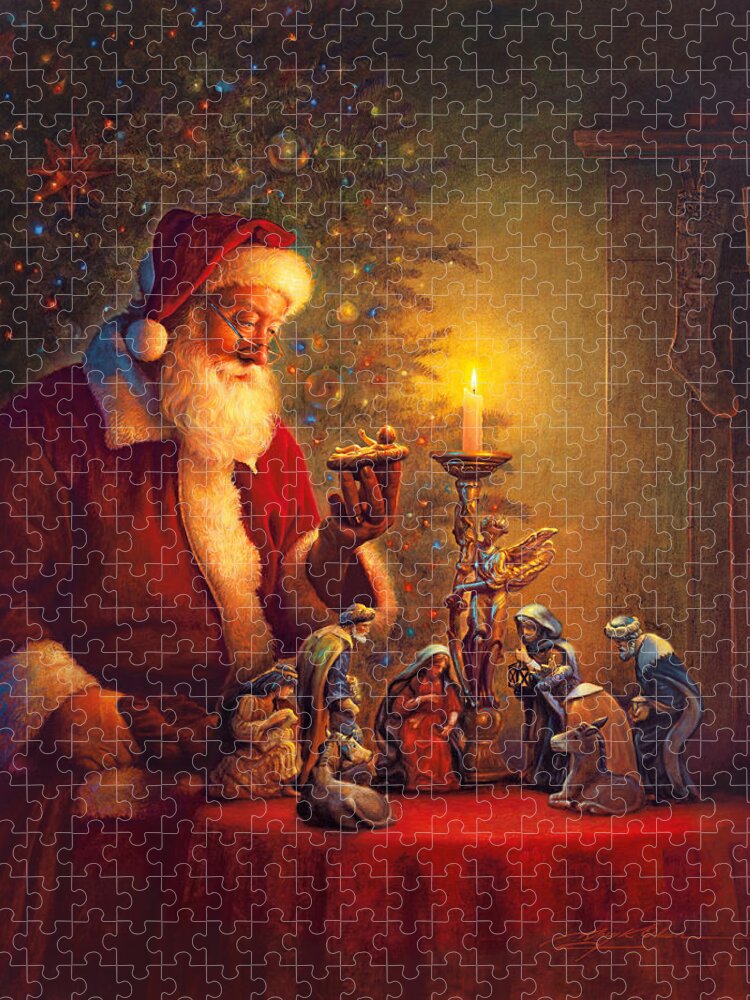 Santa Claus Jigsaw Puzzle featuring the painting The Spirit of Christmas by Greg Olsen