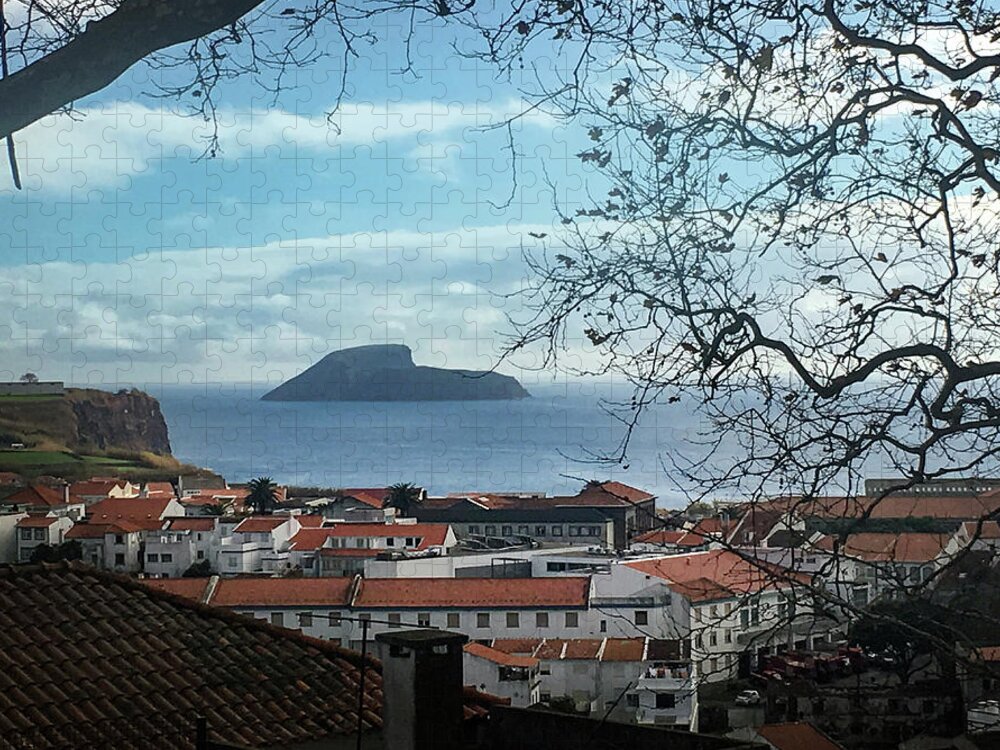 Kelly Hazel Jigsaw Puzzle featuring the photograph The Split Rock of Terceira by Kelly Hazel