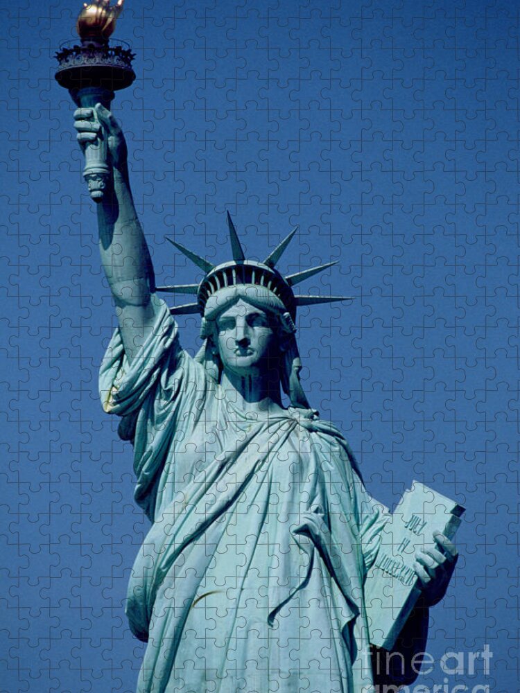 The Puzzle featuring the sculpture The Statue of Liberty by American School