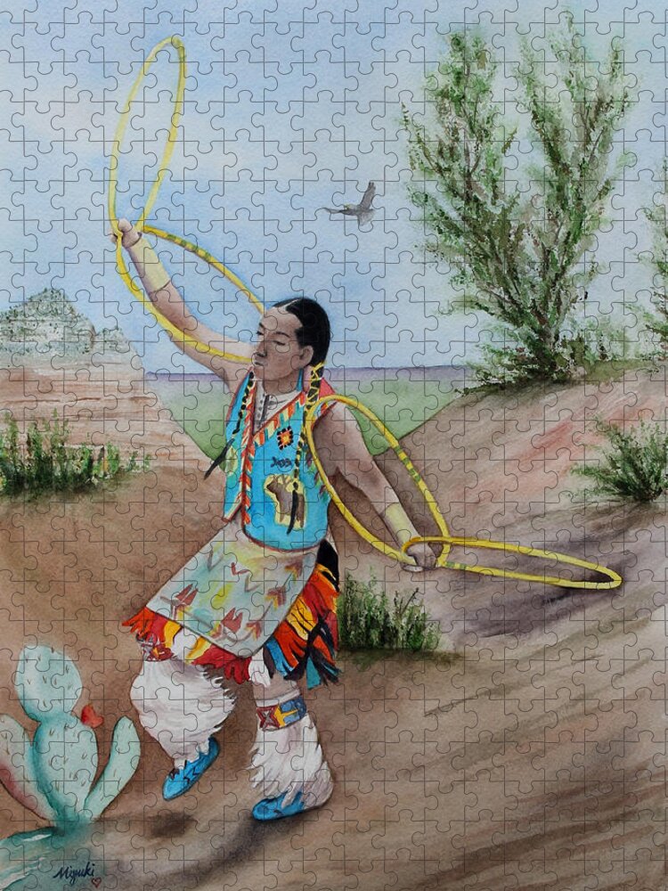 Native American Jigsaw Puzzle featuring the painting The Storyteller by Kelly Miyuki Kimura