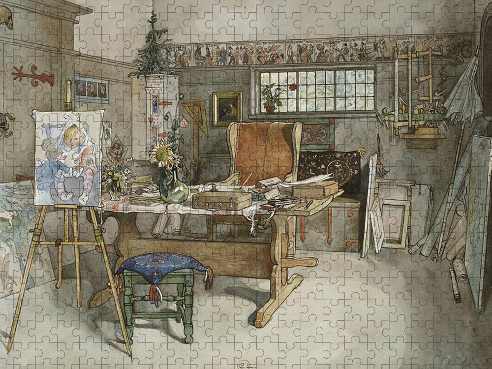 19th Century Art Jigsaw Puzzle featuring the painting The Studio. From A Home by Carl Larsson