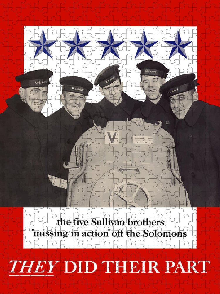 Propaganda Jigsaw Puzzle featuring the painting The Sullivan Brothers - They Did Their Part by War Is Hell Store