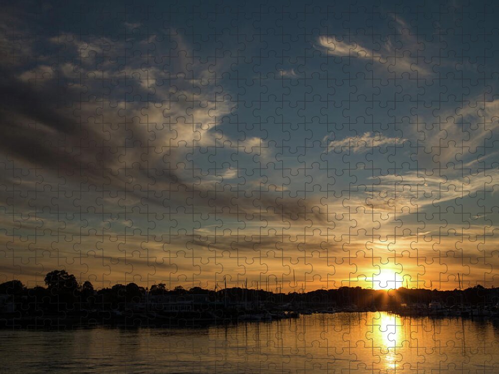 Sunset Jigsaw Puzzle featuring the photograph The Sun Sets in Milford by Karol Livote