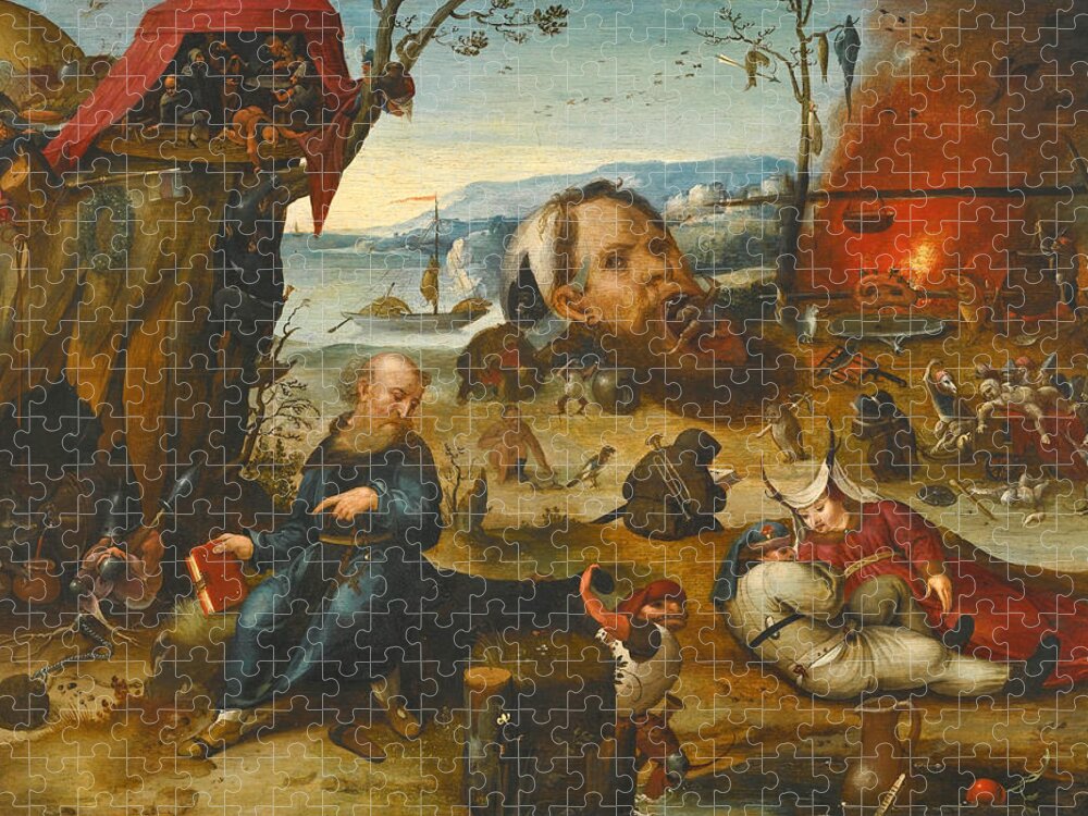 Follower Of Hieronymus Bosch Jigsaw Puzzle featuring the painting The Temptation of St Anthony by Follower of Hieronymus Bosch