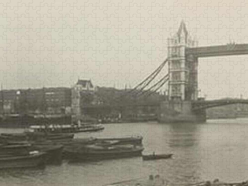 Richard Reeve Jigsaw Puzzle featuring the photograph The Thames at Tower Bridge 1909 by Richard Reeve