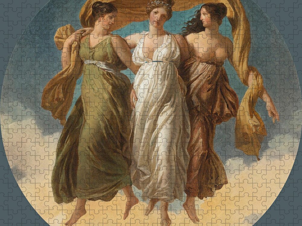 Alexandre-evariste Fragonard Jigsaw Puzzle featuring the painting The Three Graces by Alexandre-Evariste Fragonard