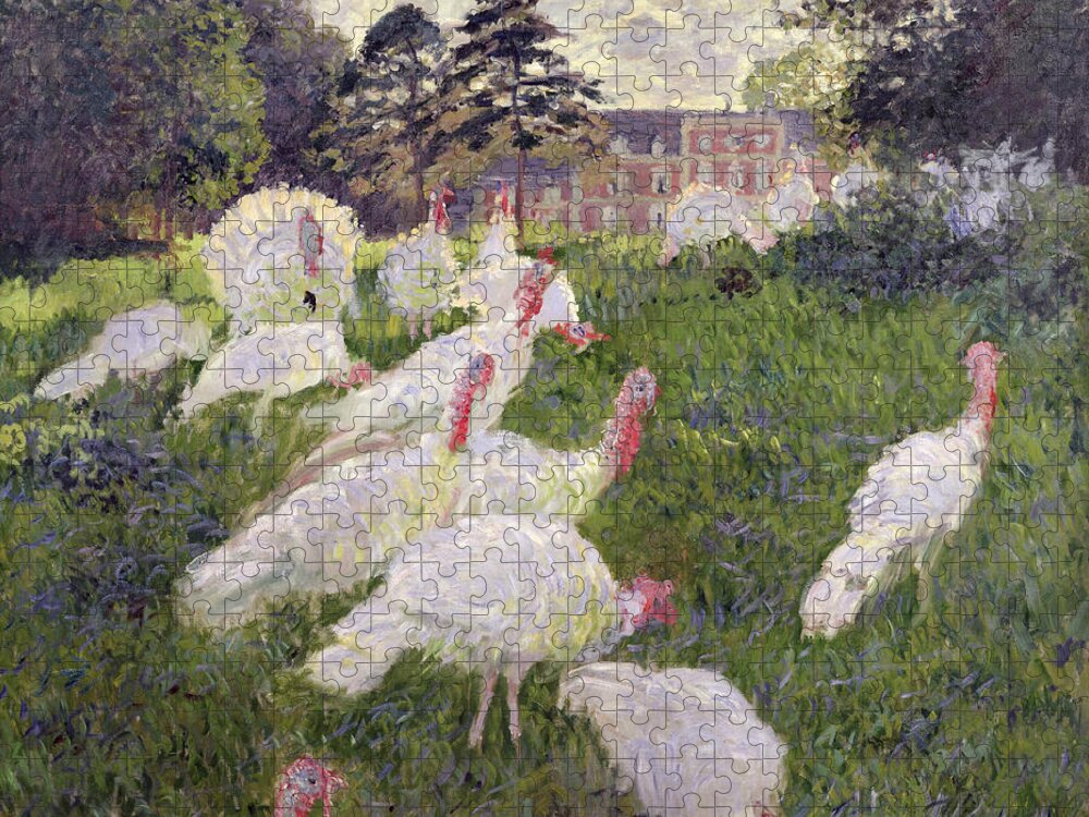 The Turkeys At The Chateau De Rottembourg Jigsaw Puzzle featuring the painting The Turkeys at the Chateau de Rottembourg by Claude Monet