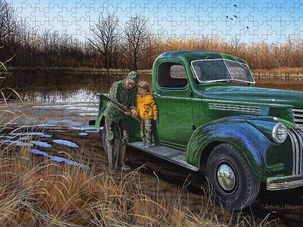 Truck Jigsaw Puzzle featuring the painting The Understudy by Anthony J Padgett