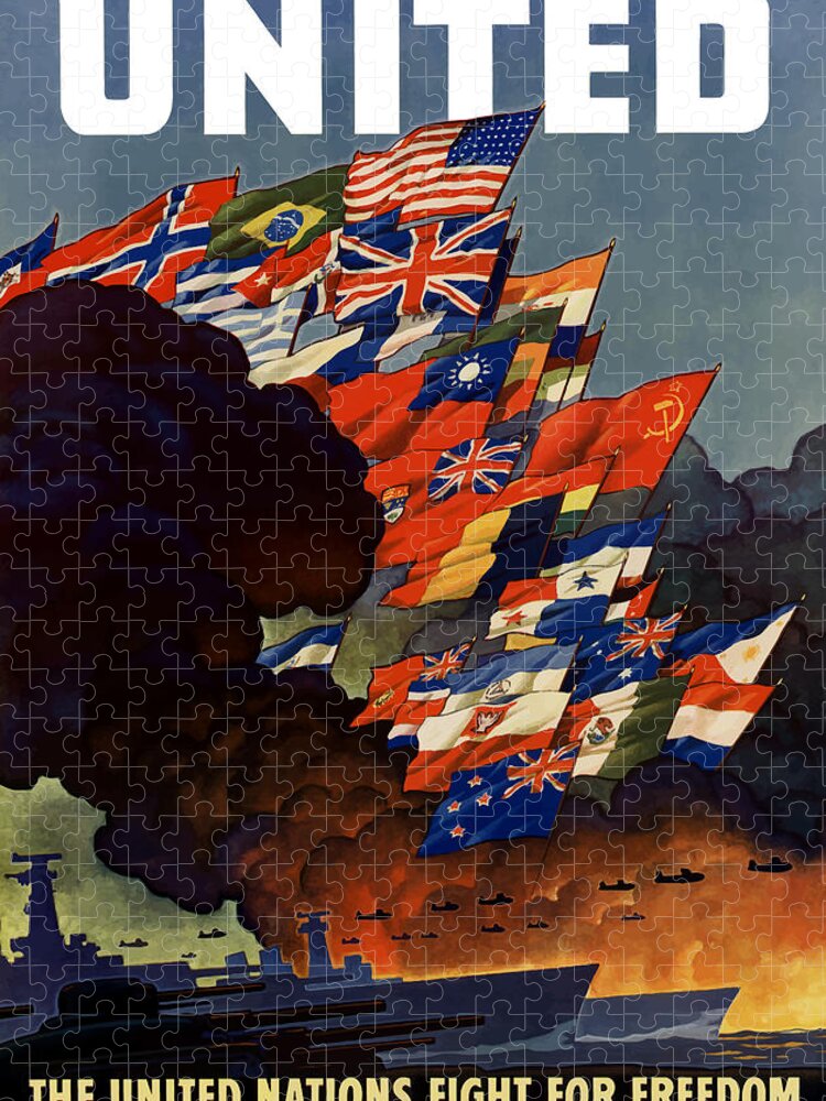 Propaganda Jigsaw Puzzle featuring the painting The United Nations Fight For Freedom by War Is Hell Store
