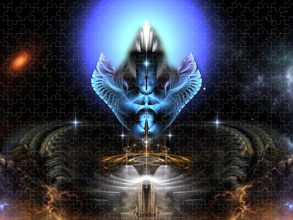 The Universal Dream Temple Of Kidora Iii Jigsaw Puzzle featuring the digital art The Universal Dream Temple Of Kidora III by Rolando Burbon
