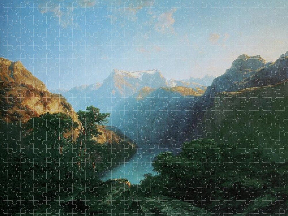 Vale Jigsaw Puzzle featuring the painting The Vale by Alexandre Calame