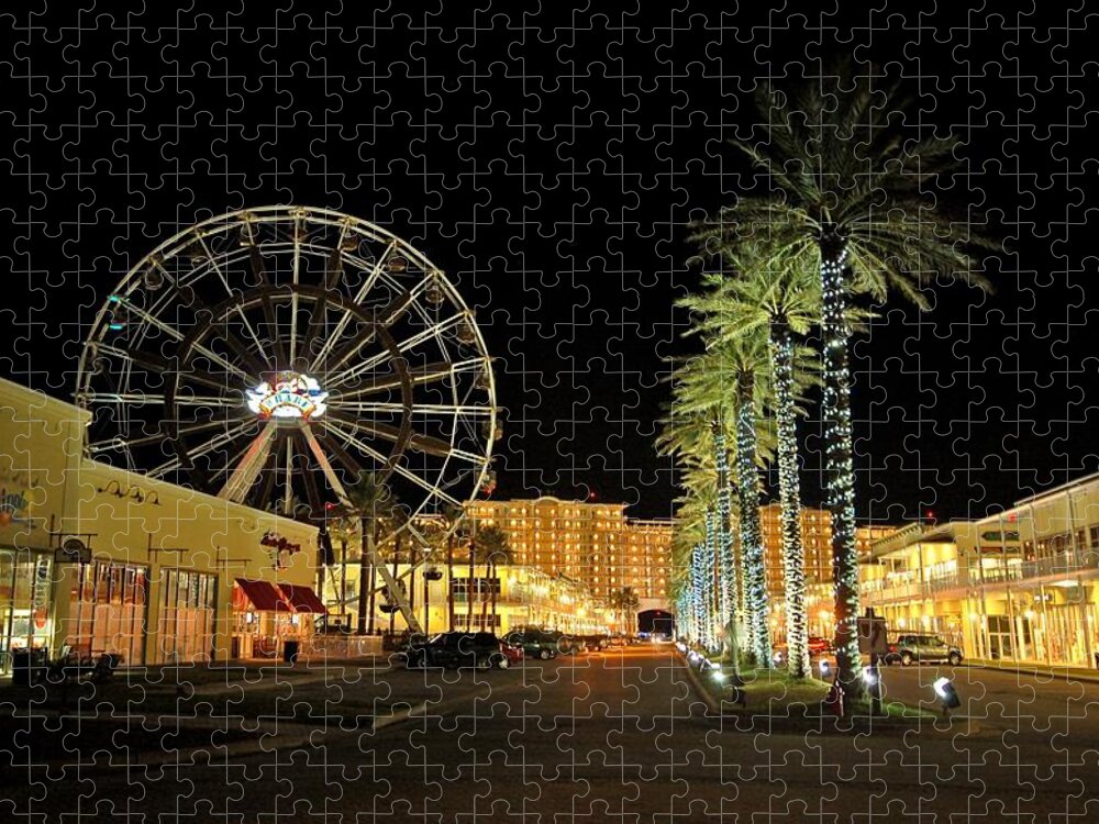 Orange Beach Jigsaw Puzzle featuring the photograph The Wharf at Night by Michael Thomas