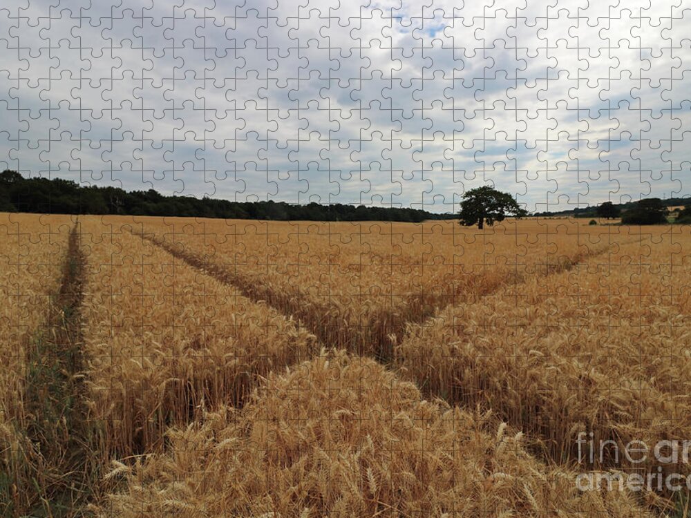 The Wheat Cross Overcast Skies Jigsaw Puzzle featuring the photograph The wheat cross by Julia Gavin