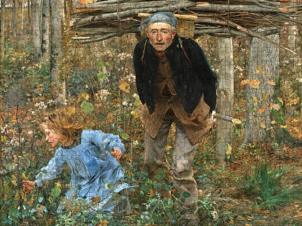 Jules Bastien-lepage Jigsaw Puzzle featuring the painting The Wood Gatherer by Jules Bastien-Lepage