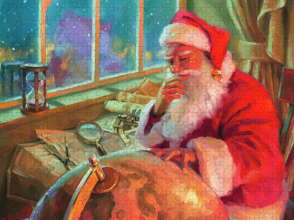 Christmas Jigsaw Puzzle featuring the painting The World Traveler by Steve Henderson