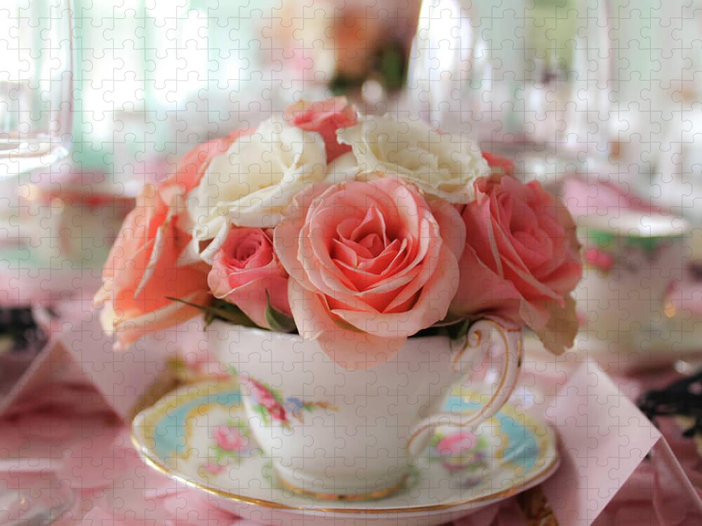Tea Jigsaw Puzzle featuring the photograph Teacup Roses by Alison Frank
