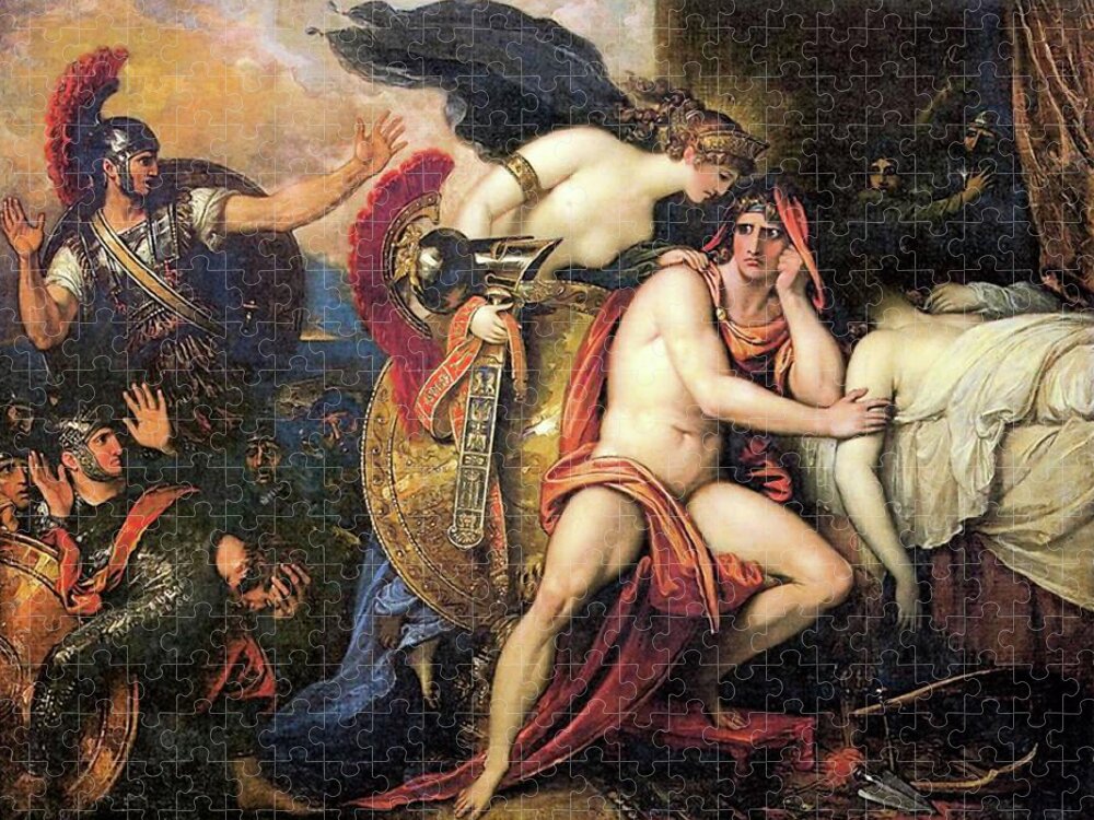 Thetis Jigsaw Puzzle featuring the painting Thetis brings the Armor of Achilles by Benjamin West