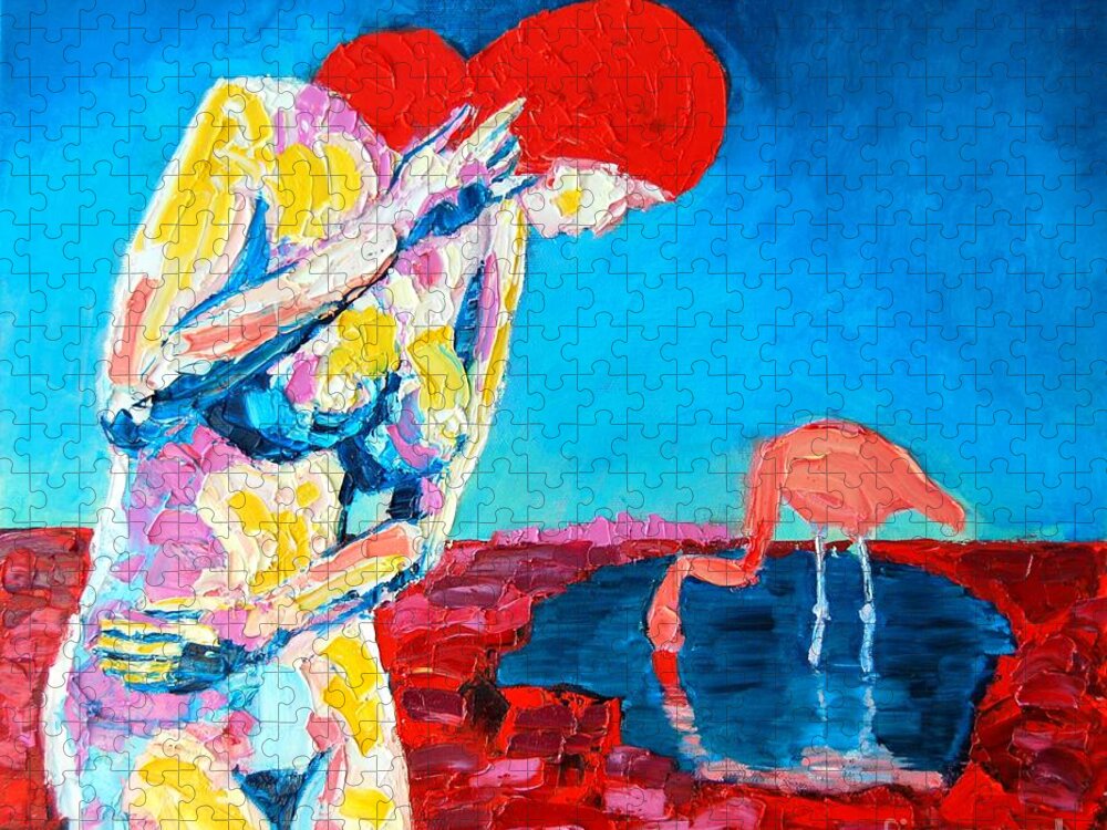  Jigsaw Puzzle featuring the painting Thinking woman by Ana Maria Edulescu