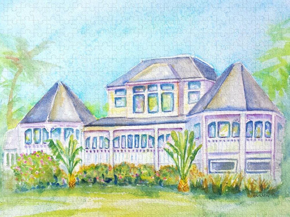 Thistle Lodge Jigsaw Puzzle featuring the painting Thistle Lodge Casa Ybel Resort by Carlin Blahnik CarlinArtWatercolor