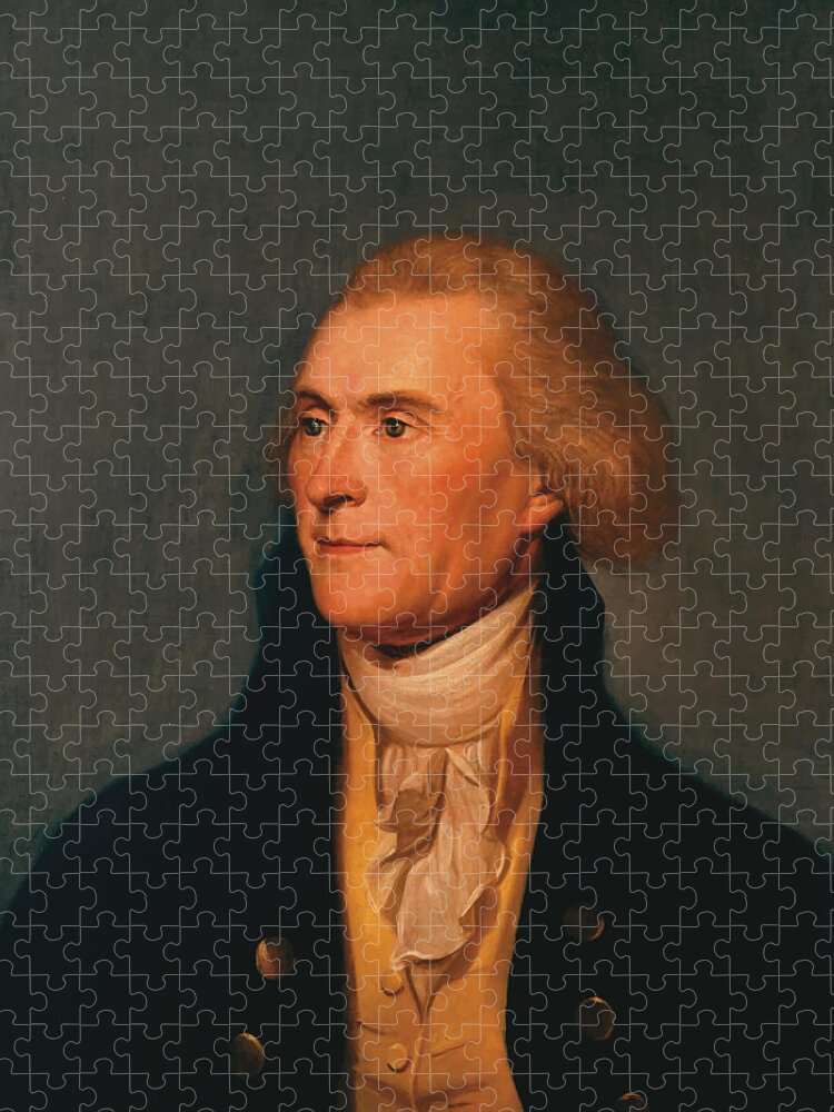 Thomas Jefferson Jigsaw Puzzle featuring the painting Thomas Jefferson by War Is Hell Store