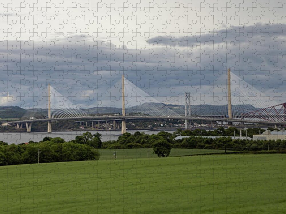 Scotland Jigsaw Puzzle featuring the photograph Three Bridges Over the Forth by Teresa Wilson