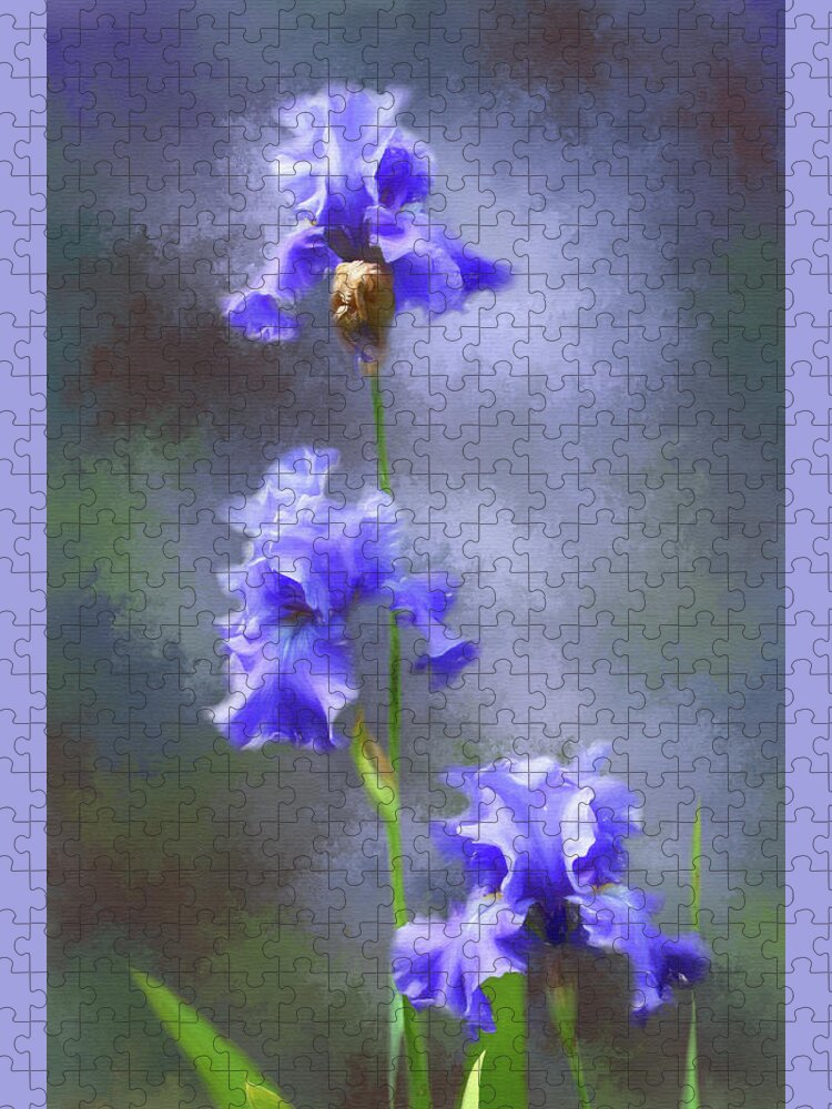 Photograph Jigsaw Puzzle featuring the digital art Three Iris by Lena Auxier