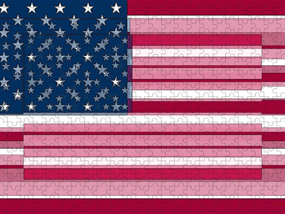American Flag Jigsaw Puzzle featuring the digital art Three Layered Flag by David Bridburg
