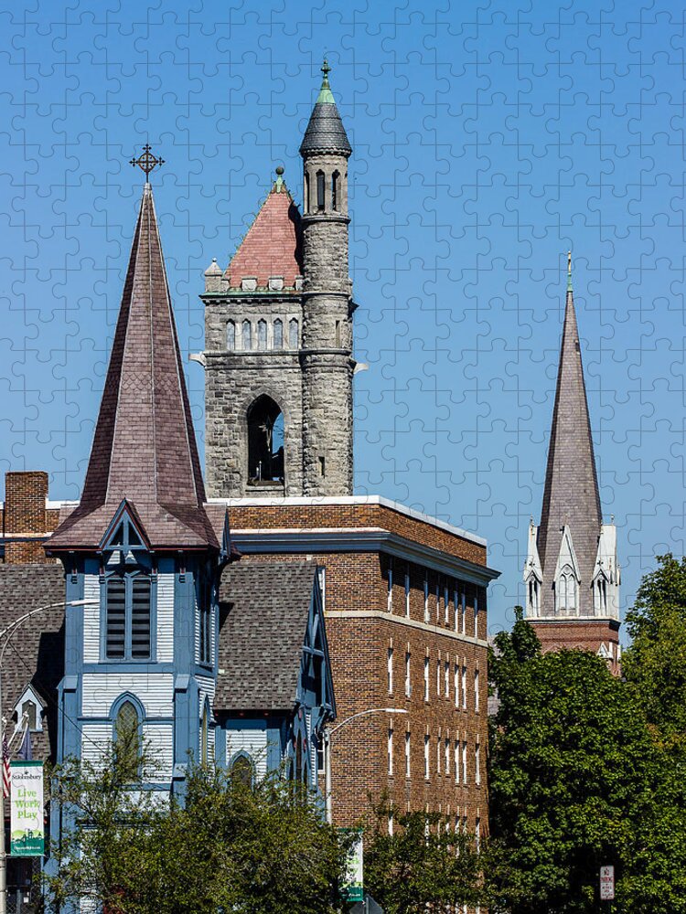 Steeple Jigsaw Puzzle featuring the photograph Three Steeples of St Johnsbury Vermont by Tim Kirchoff