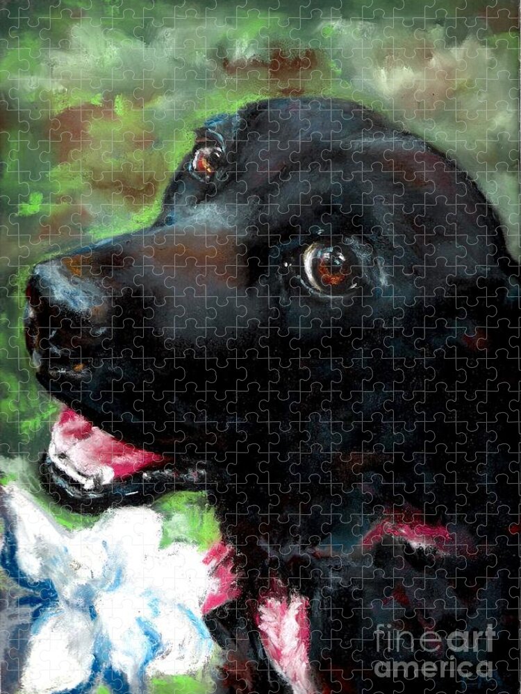 Dog Paintings Jigsaw Puzzle featuring the painting Tia by Frances Marino