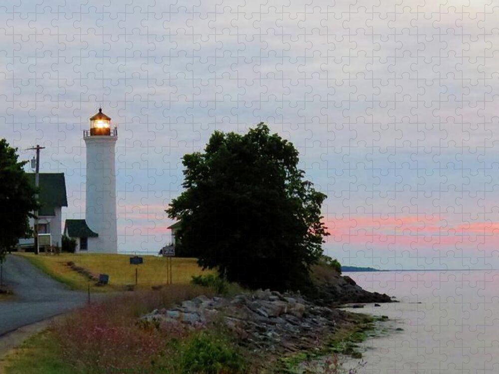 Cape Vincent Jigsaw Puzzle featuring the photograph Tibbetts Point Light Sunset by Dennis McCarthy