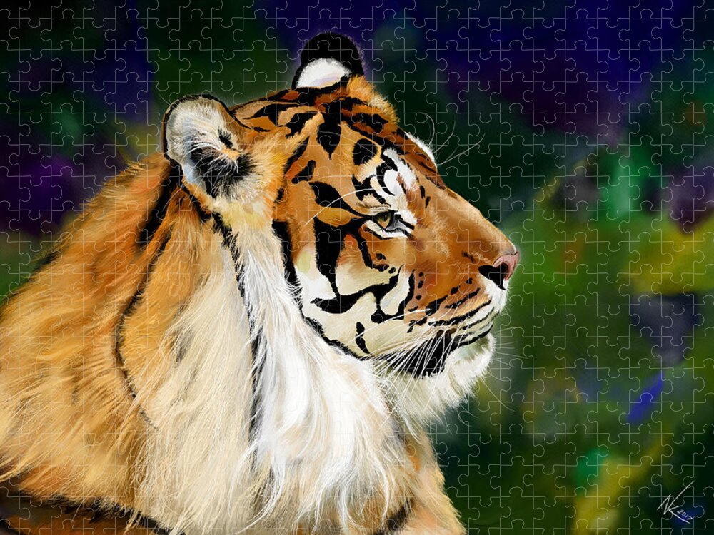 Tiger Jigsaw Puzzle featuring the digital art Tiger by Norman Klein