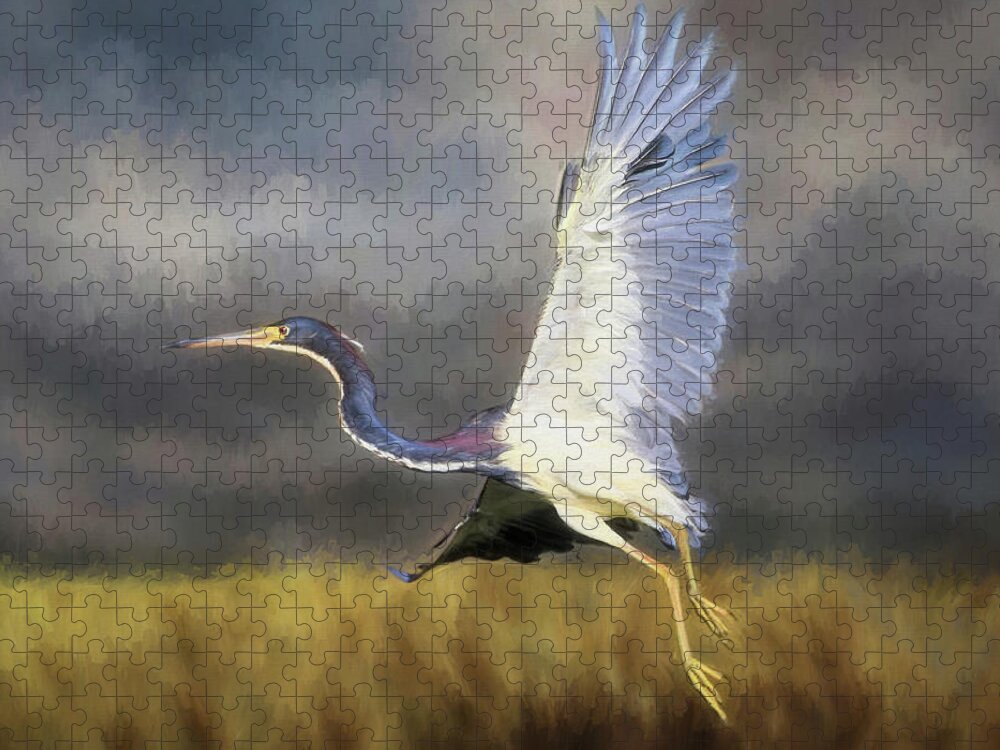 Tricoloured Heron Jigsaw Puzzle featuring the photograph Time To Go by Donna Kennedy