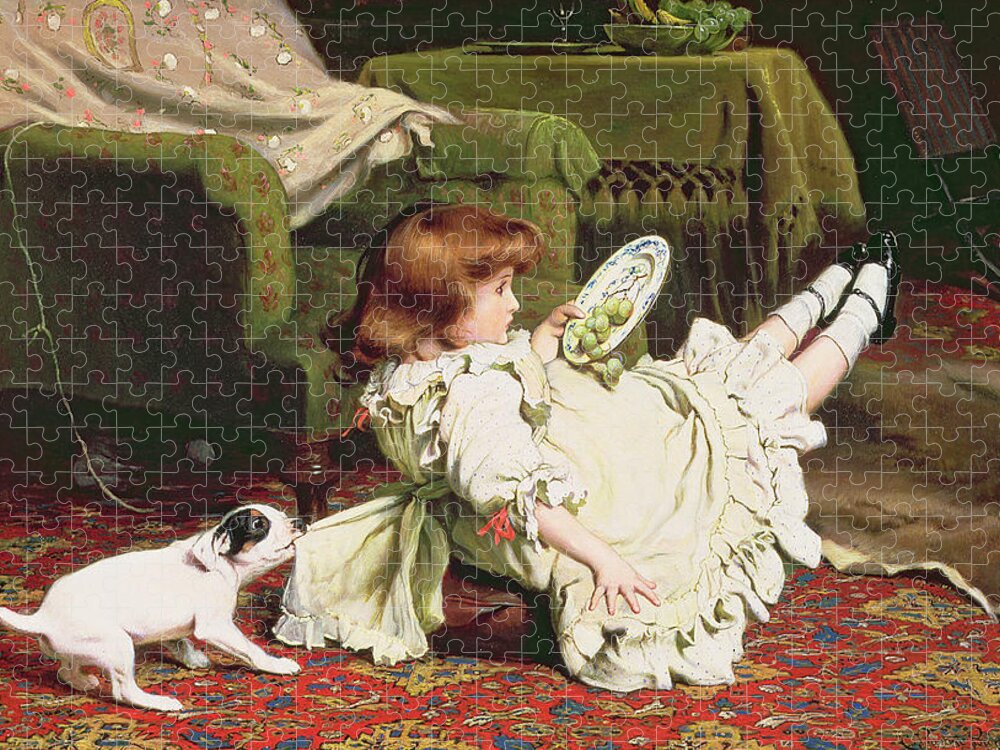 Naughty Jigsaw Puzzle featuring the painting Time to Play by Charles Burton Barber