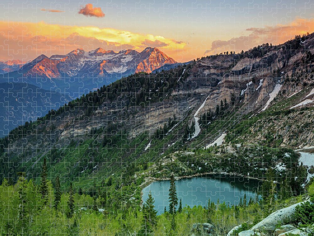 Timpanogos Jigsaw Puzzle featuring the photograph Timpanogos and Silver Lake. by Wasatch Light