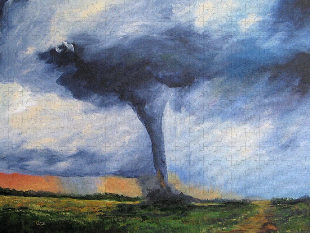 Tornado Jigsaw Puzzle featuring the painting Tornado by Torrie Smiley