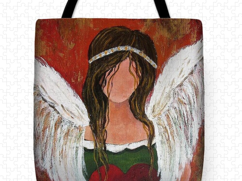 Tote Bag Jigsaw Puzzle featuring the painting Tote bag , summer angel by Vesna Martinjak