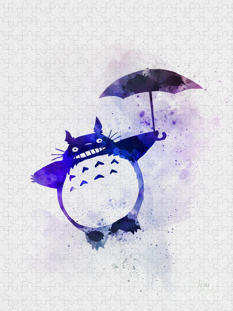Totoro Jigsaw Puzzle featuring the mixed media Totoro by My Inspiration