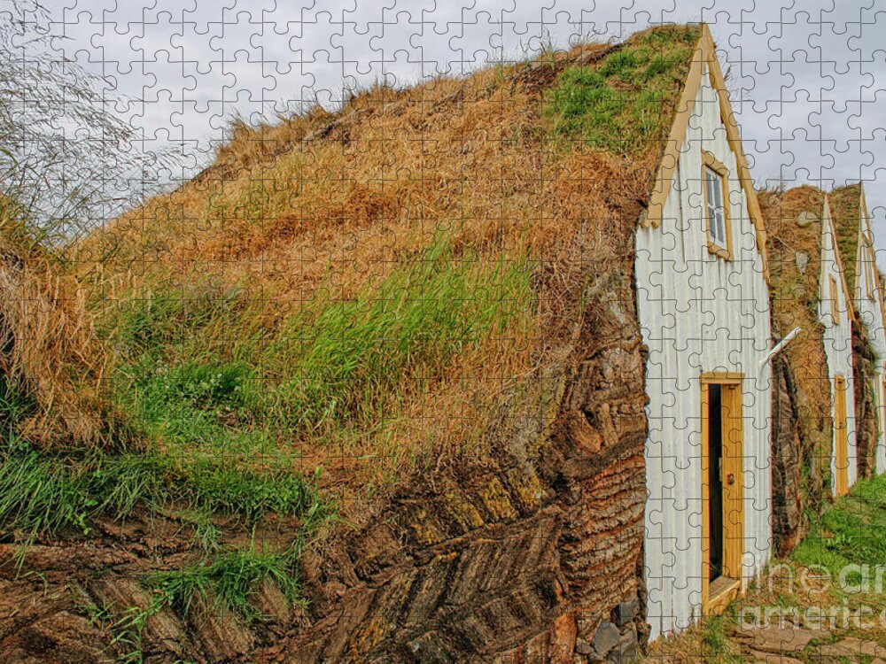 Angle Jigsaw Puzzle featuring the photograph Traditional turf houses in Iceland by Patricia Hofmeester