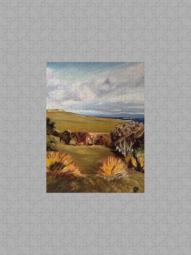Traigh Bhan Jigsaw Puzzle featuring the painting Traigh Bhan, Iona by Therese Legere